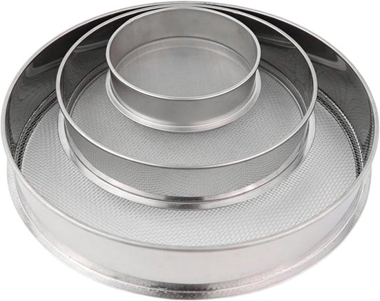 Tuinzeef Set - Grondzeef Compostzeef - Aarde Stenen Sorteren - 3 Delige Fijne Maazen - 25 20 15 cm
