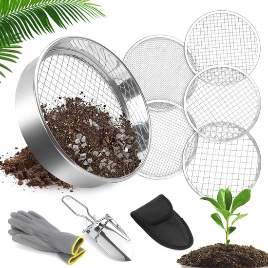 Tuinzeef - Zandzeef 20 cm roestvrij staal - aardezeef compostzeef - 3691012 mm - doorwerpzeef Tuinzeef - Zandzeef