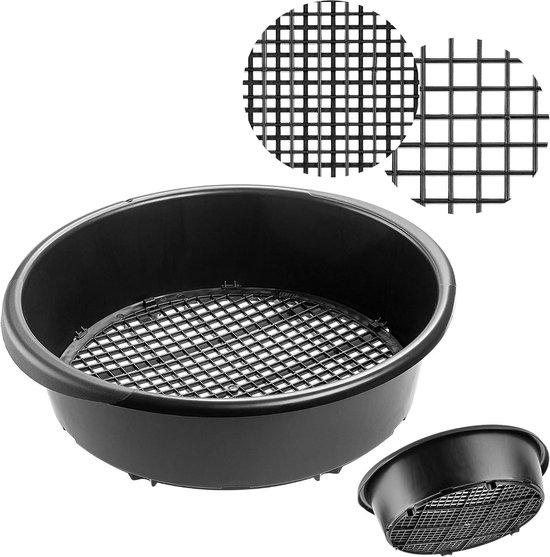 Tuinzeef - Zeefbak Compost - Bodem Filteren - Verstelbare Maaswijdte - 37 x 36 x 11 cm - Zwart