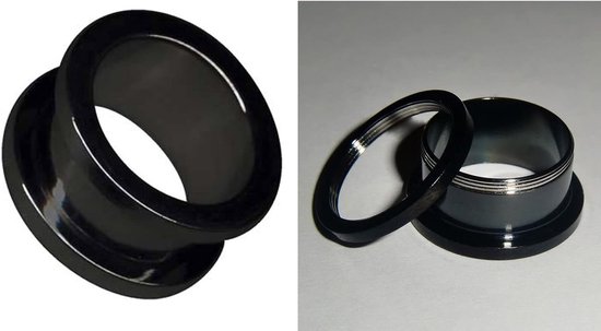TUNNEL 4-25mm chirurgisch staal 316L roestvrij staal piercing sieraden oor plug tube plug schroef schroefdraad staal oorplug (14mm, zwart)