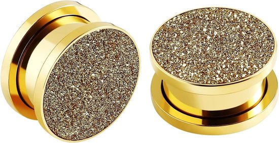 Tunnels Rvs 6G Oortunnels Mannen 4-20mm Rond met Matte Plugs en Tunnels Goud, 6mm, Roestvrij staal, Geen edelsteen