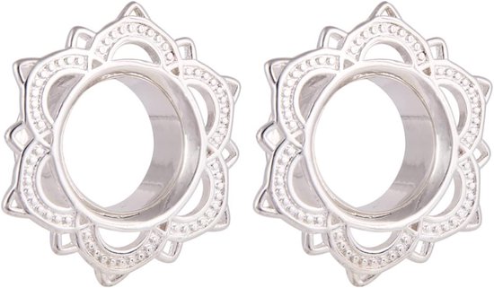 Tunnels voor oren, oorbelmeters voor vrouwen, meerdere maten, lichaamspiercing, sieraden voor vrouwen met vintage bloemenrand