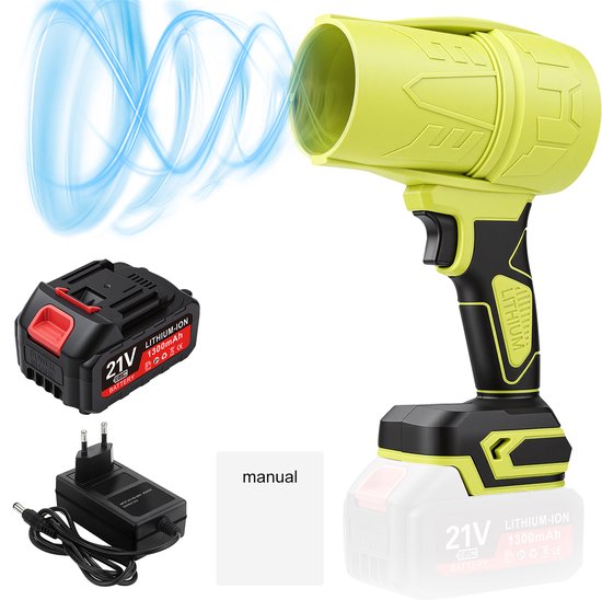 Turbo Blower - Borstelloze Bladblazer op Accu - 20x7cm - 35000 RPM - 500W - Elektrische Stofblazer Luchtblazer voor Het Blazen van Bladeren Autobladeren, Sneeuw, Stof - Elektrische Bladblazer van Merkloos	