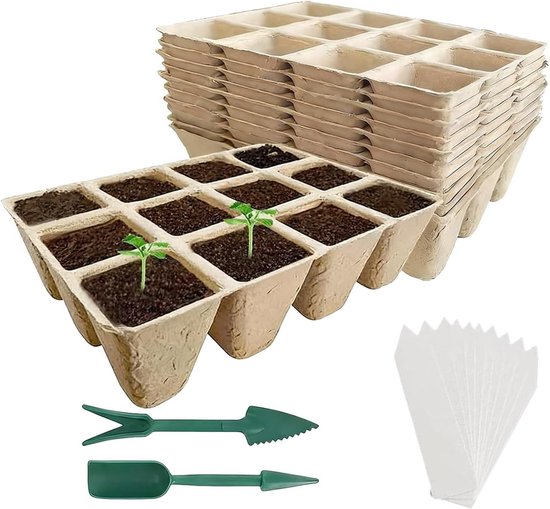 Turf Potten Set - Verpotcontainers Kwekerij - Planten Vermeerderen - Wortelvriendelijk Ontwerp - 12 Roosters - Niet Van Toepassing