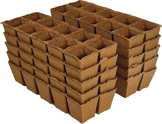 Turfpotten Starterset - 100 Stuks in Tray voor Gemakkelijk Planten van Romberg