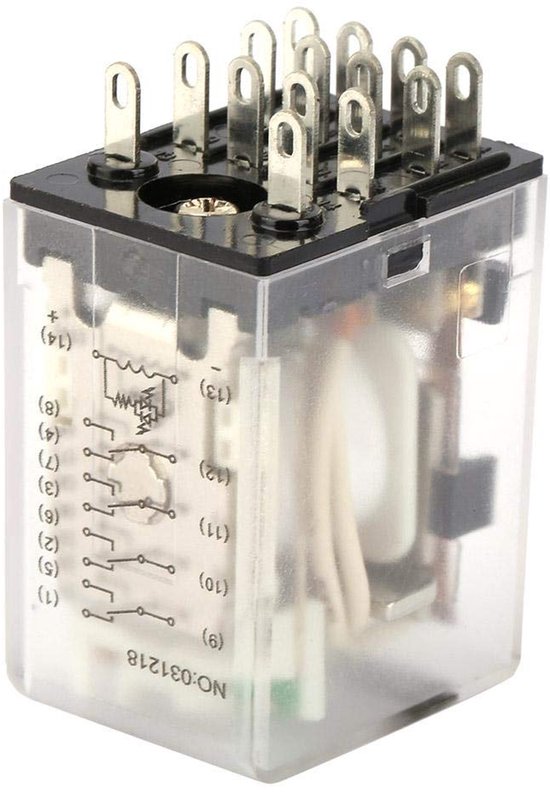 Tussenrelais 14-pins - 5 A - 12 V DC - mini-vermogenstussenrelais - elektromagnetisch relais BEMM4C - voor automatiseringsapparaten - schakelkasten - 12 V DC van FINDER