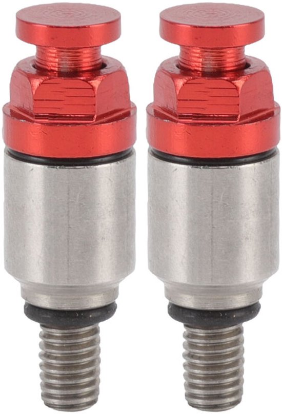 Twee M5x0.8 aluminium voorvork-uitblaasventielen/overdrukventielen, Geschikt voor CRF150R CR125R CR250R CRF250R, rood.