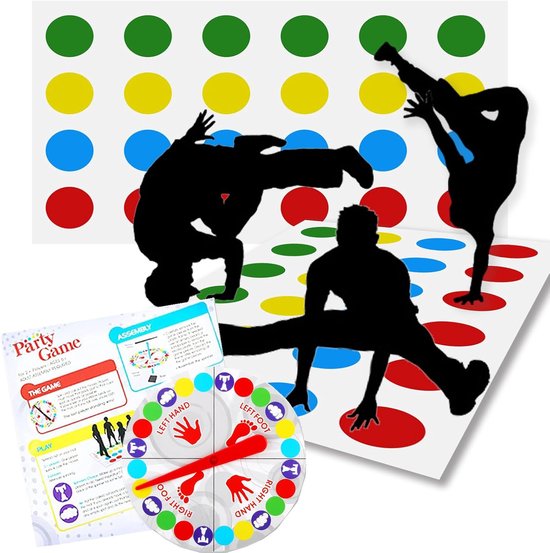 Twisting spel voor kinderen - feestspellen voor kinderen vanaf 6 jaar - balansvloerspel - vloerspel met speelmat - familiespel - grappig spel voor binnen en buiten van Merkloos	