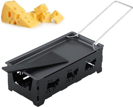 Tyenaza Mini Raclette Professional Grill Set with Non-Stick Coating Griddle and Spatula for Home Kitchen van Merkloos	