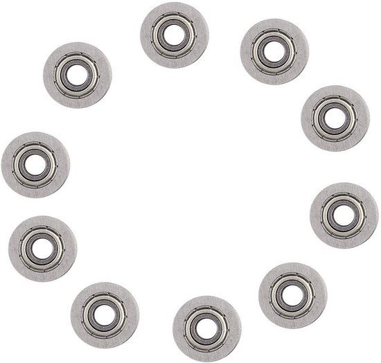 U624ZZ U-Groove Bearings, Pack of 10, 4 x 13 x 7 mm, Miniature Ball Bearings, Steel, U-Groove, Double Row, Angled Ball Bearings for Guide Roller Track Liner Motion System van Merkloos	