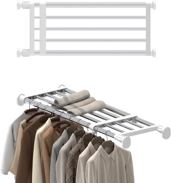 Uitbreidbare Kaststang voor Kleding en Opslag - Verstelbare Telescopische Ophangrail van Merkloos	