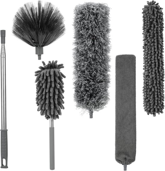 Uitrekbare Stofwisser Set 6-Delig tot 245 cm - Plumeau voor Hoge Plafonds, Ventilator en Kroonluchters van Merkloos	