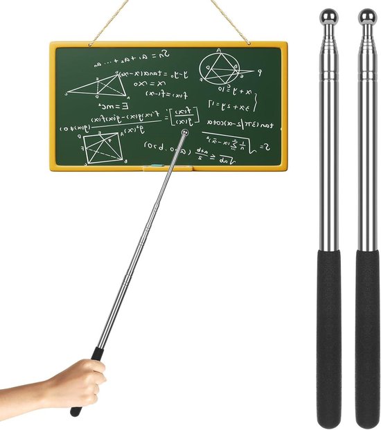 Uitschuifbare aanwijsstokken - Telescoopstokken - Presentaties geven - Antislip handgreep - 2 stuks 140 cm - Zwart