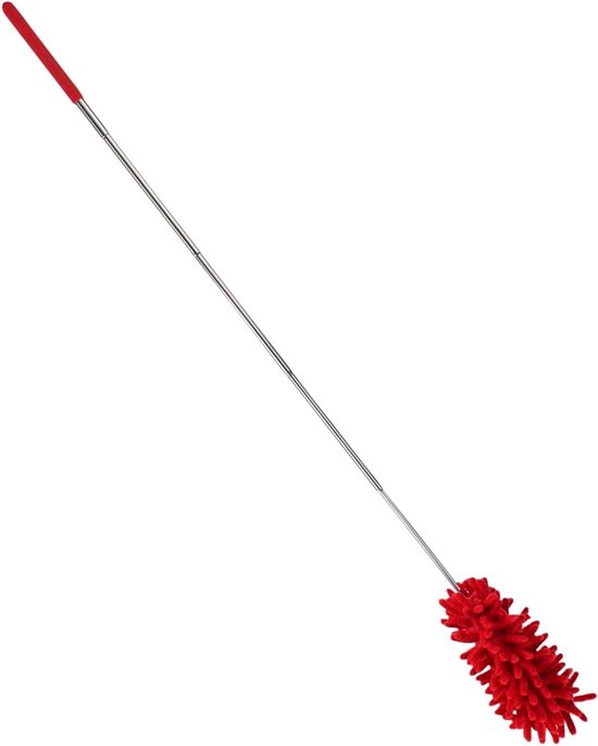 Uitschuifbare plumeau met telescopische steel voor verwijderen van spinnenwebben - wasbare hoes - telescopische bezem voor stof - kunststof polyester