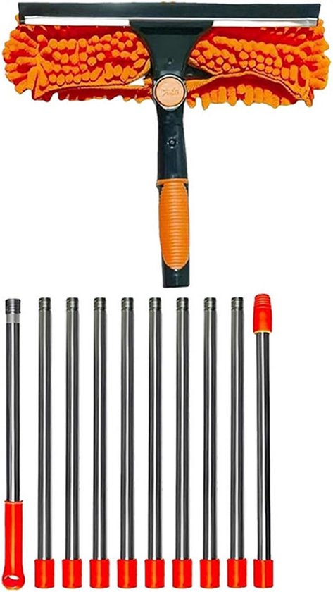 Uitschuifbare Raamwisser Set met Lange Steel en Microvezeldoek voor Hoge Ramen