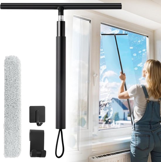 Uitschuifbare Silicone Douchewisser met Telescoopsteel - Tot 146cm - Streepvrij en Flexibel voor Badkamer en Ramen van Emooqi