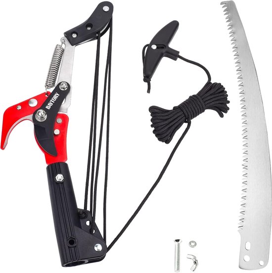 Uitschuifbare Snoeischaar - Takkenknipper Heggenschaar - Hoge Takken Snoeien - Arbeidsbesparend Katrolsysteem - Tot 1.2 Inch - Rood
