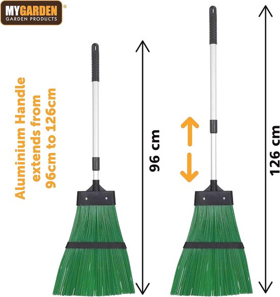 Uitschuifbare tuinborstel met aluminium handgreep - Telescopisch en lichtgewicht voor buitengebruik van Merkloos	