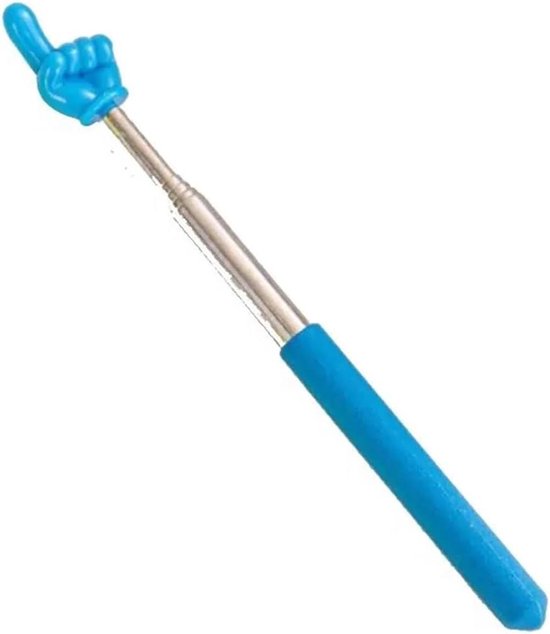 Uitschuifbare wijzer - Presentatie staaf - Publiek betrekken - Vinger ontwerp - Tot 68cm - Blauw
