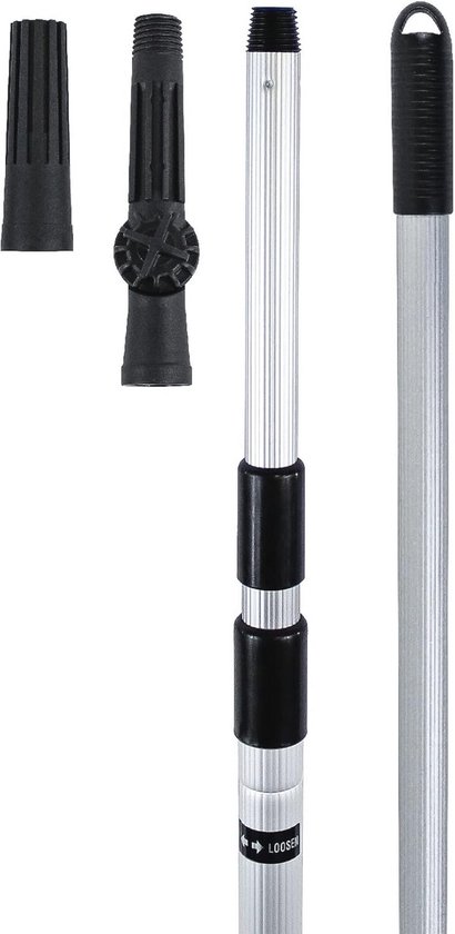 Uittrekbare Aluminium Telescoopstang 4 Meter met Hoekstuk en Adapter van Merkloos	