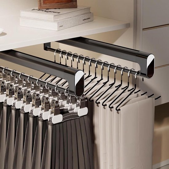 Uittrekbare kledingstang - Telescoopstang kast - Kledingkast organiseren - Intrekbaar ontwerp - 392 mm - Zwart
