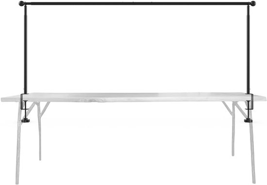 Uittrekbare Tafelstang - Verstelbare Stang - Verlichting Ophangen - Stabiele Basis - 253 cm Lengte - Zwart