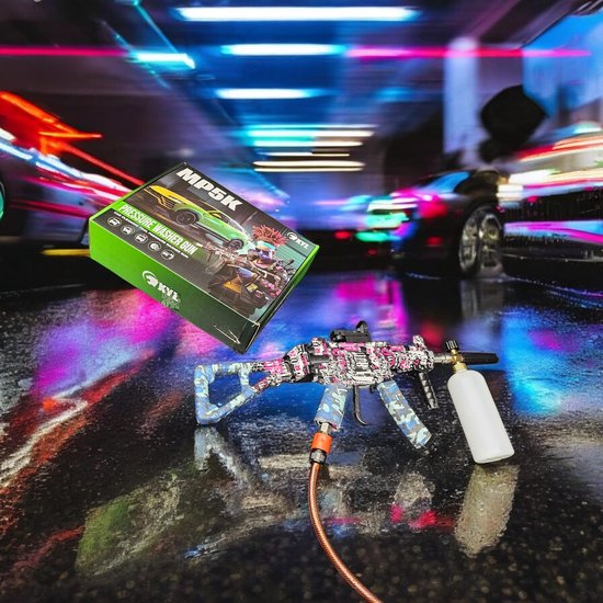 Ultra Krachtige Hogedrukreiniger Pistool MP5-Style – 5000 PSI – Foam Lance – Red Dot Vizier – LED Lamp – Universele Snelkoppeling – Autodetailing & Terrasreiniger van Merkloos	