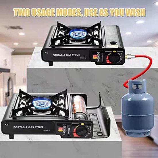 Unilight Camping kooktoestel - Kampeer kookstel  - Campingland -Portable GAS Stove  - Kookbrander - -Gasbranders- kookstel- Draagbaar Gasfornuis- INCLUSIEF 12x Gas Flessen  KOFFER van Unilight