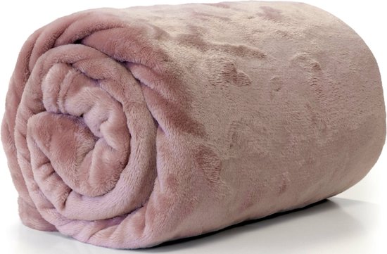 Unique Living fleece plaid 'Enzo' 130x180cm - Oudroze van Unique Living