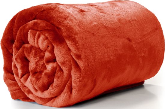 Unique Living fleece plaid 'Enzo' - 130x180cm - Redwood van Unique Living