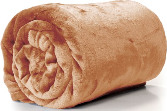 Unique Living fleece plaid 'Enzo' - 130x180cm - Sandstone van Unique Living