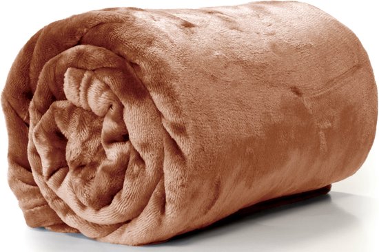 Unique Living - Plaid/deken Enzo - brons - polyester - 130 x 180 cm van Unique Living