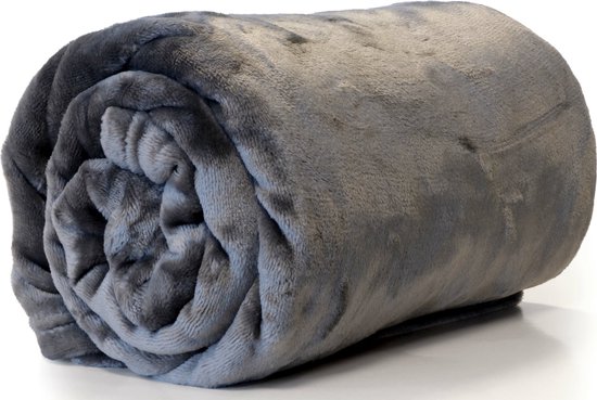 Unique Living Plaid/deken - fleece - donker grijs - polyester - 130 x 180 cm van Unique Living