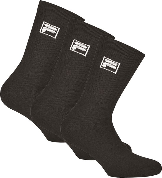 Unisex fila crew tennissokken 3-pack zwart, maat 43-46 van Merkloos	