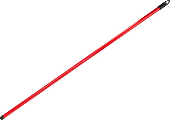 Universeel bruikbare Bezemsteel - vloertrekker/dweil steel - metaal - rood - kunststof coating - 120 cm - ophang oog van Merkloos	