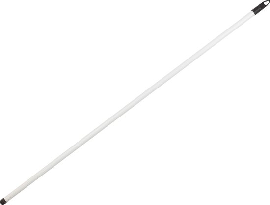 Universeel bruikbare Bezemsteel - vloertrekker/dweil steel - metaal - wit - kunststof coating - 120 cm - ophang oog van Sorbo