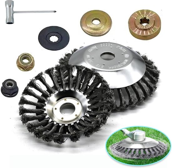 Universele Adapter Kits - 6 inch Weed Wacker Steel Wire Rotary Brush Cutter Head Trimmer Blade met Lichtgewicht Garden Moss Grass Roest Removal van Universele