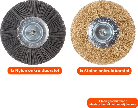 Universele borstelset voor elektrische onkruidborstel - Onkruidverwijderaar - Onkruidverdelger - Stalen en Nylon borstel - 11cm - Voegenborstel - Grastrimmer van Merkloos	