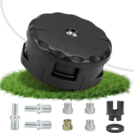 Universele Draadkop - Bosmaaier Kop - Gazon Onderhoud - Tap & Go Systeem - M10 x 125 - Zwart