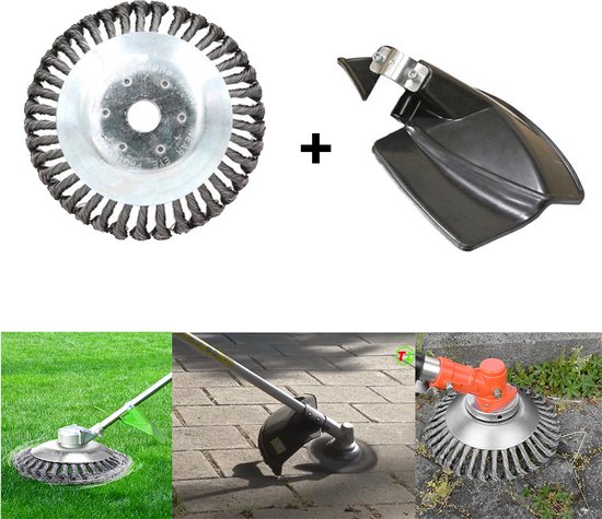 Universele onkruidborstel - 15CM - incl. beschermkap van Kibani - max. toerental 10.000 p/m - onkruid verwijderen - onkruidverwijderaar - tuingereedschap van Universele
