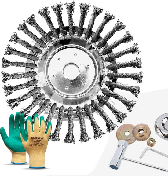 Universele Onkruidborstel - Nieuw - 20CM - Onkruidverwijderaar - Onkruidborstel bosmaaier - Voegenborstel - Upgraded Versie - Incl Adapterset - Grastrimmer - Gratis Tuin-Handschoenen van Universele