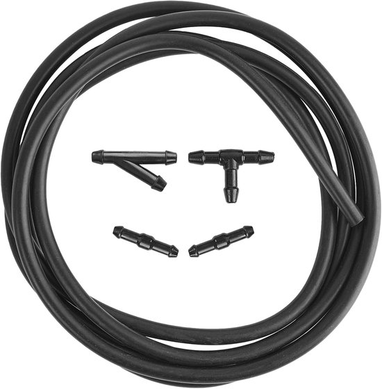 Universele Ruitensproeierslang met Slangaansluiting - Reparatieset voor Ruitensproeierslang - 2M Rubberen Slang met 4 Slangaansluitingen - Geïsoleerde Slang voor Autostofzuiger en Auto-accessoires van Merkloos	