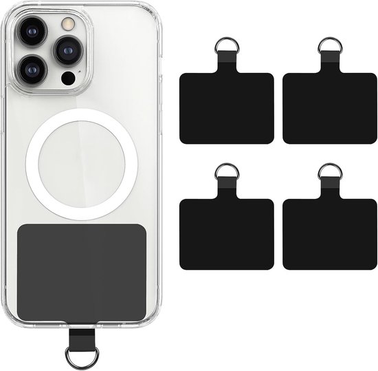 Universele telefoonbevestigingstabs - 4 stuks - 5,8 cm x 3,8 cm - D-gesp telefoon sleutelkoord vervangingsdeel - PVC transparante patches voor veiligheid en valbescherming compatibel van Merkloos	
