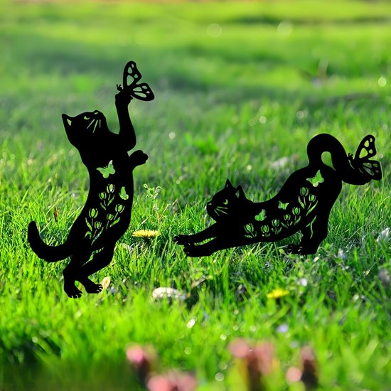 Unyqoos ® Betoverende Metalen Kattenbeelden voor Tuin en Terras - Unieke Outdoor Decoratie van Unyqoos