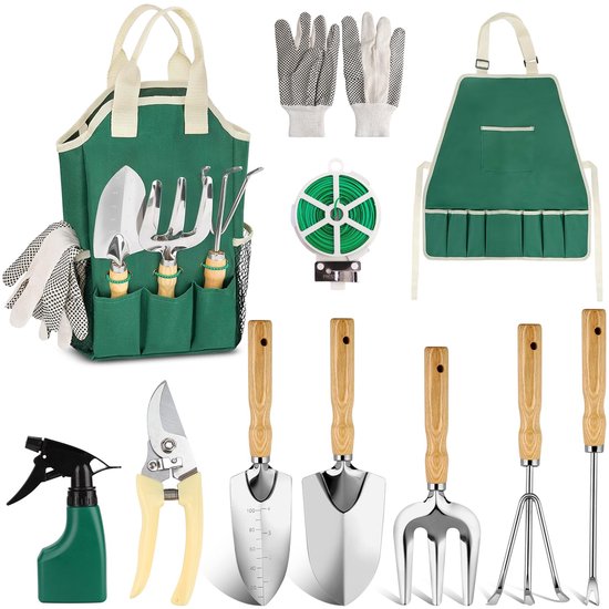 Unyqoos® Complete 11-delige tuinierset met ergonomische handgrepen en opbergtas