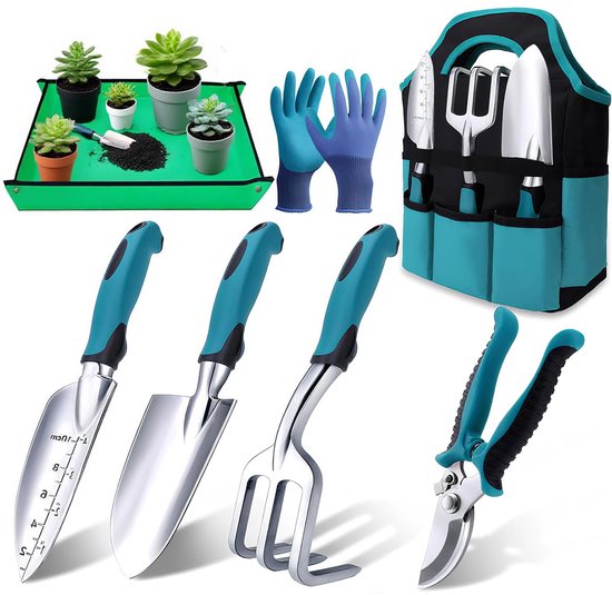 Unyqoos® Complete 7-delige tuinset met ergonomische handgrepen en opbergtas