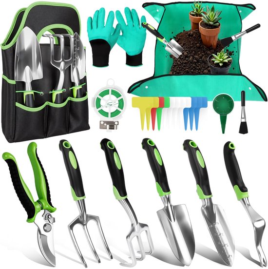 Unyqoos® Complete Tuingereedschapsset met Draagtas en Accessoires voor Enthousiaste Tuiniers van Unyqoos