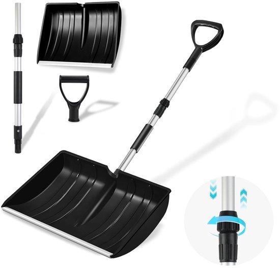 Unyqoos® Ergonomische sneeuwschep met grote capaciteit en telescopische steel voor veelzijdig gebruik