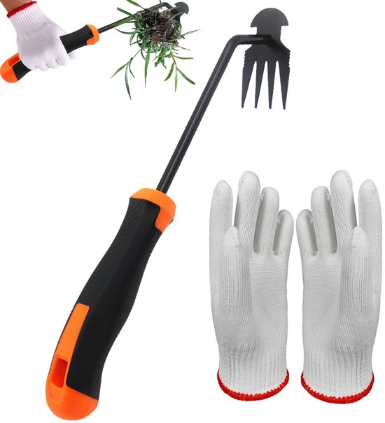 Unyqoos® Handgereedschap voor Onkruidverwijdering met Handschoen voor Tuinen en Groentepercelen