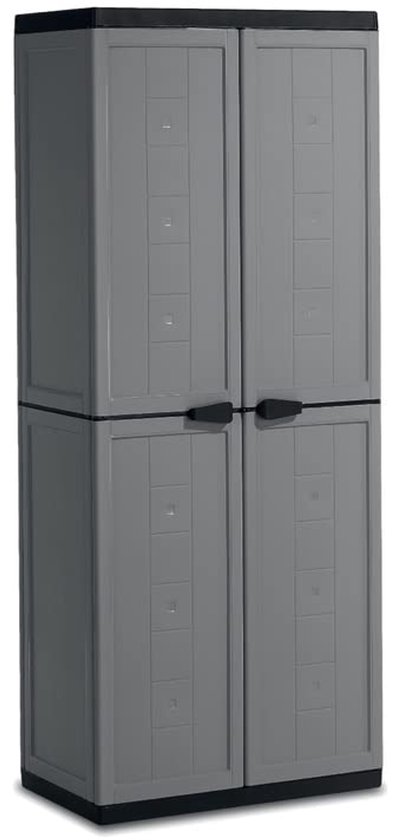 Unyqoos® Kunststof opbergkast met verstelbare planken in donkergrijszwart van Unyqoos